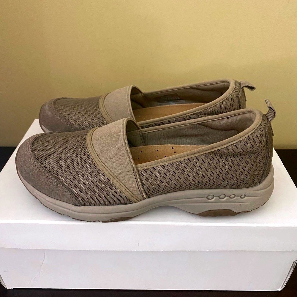 Easy Spirit Getaway2 Womens Taupe Mesh Slip On Walking Shoes Size 7.5M